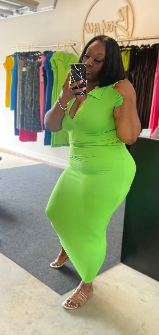 Preppy Girl Maxi Dress (Lime Green)